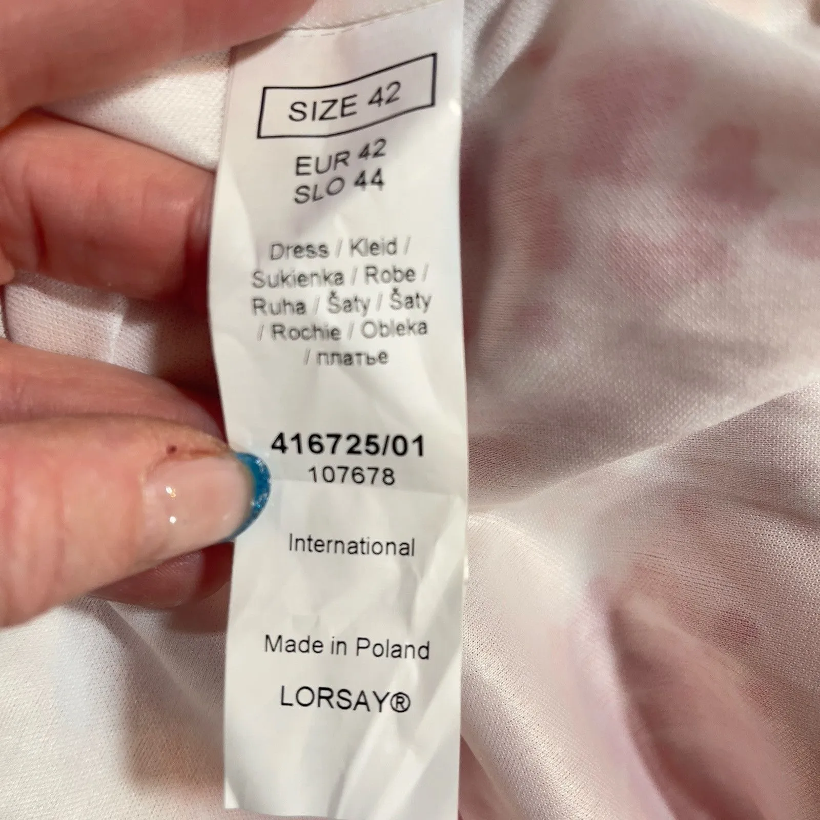 Orsay Floral Summer Dress Sleeveless Belted Size 42 Mid Length Lightweight Lined White - Image 7