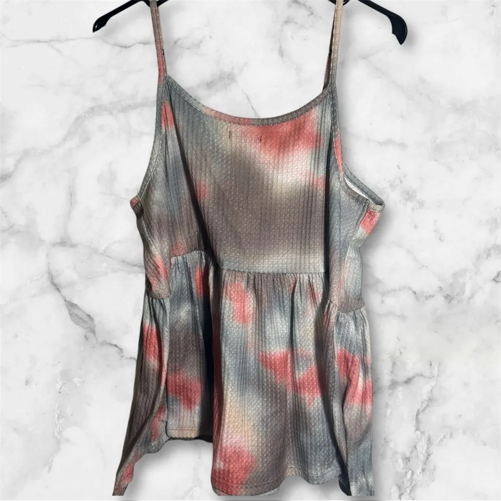 Versona Pink Gray Colorful Tie-Dye Babydoll Women's Top Large - Image 2