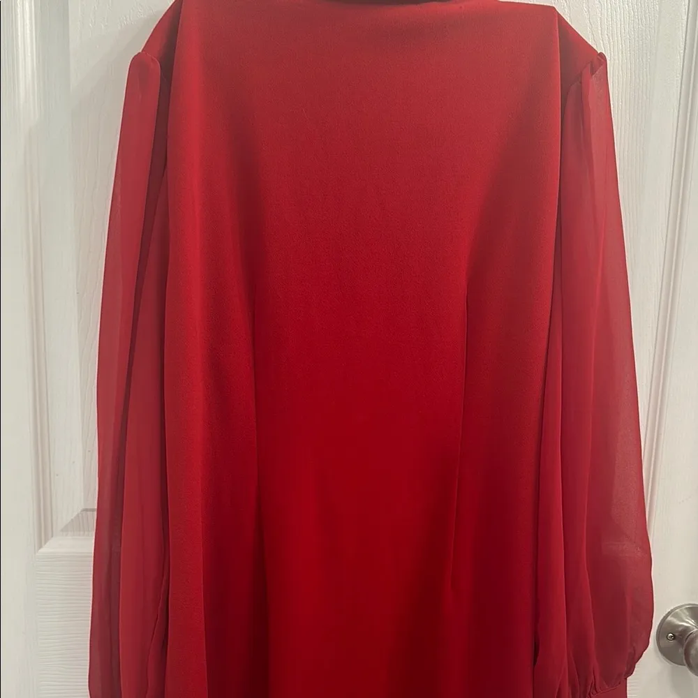 Red Button-Up Dress - Image 5