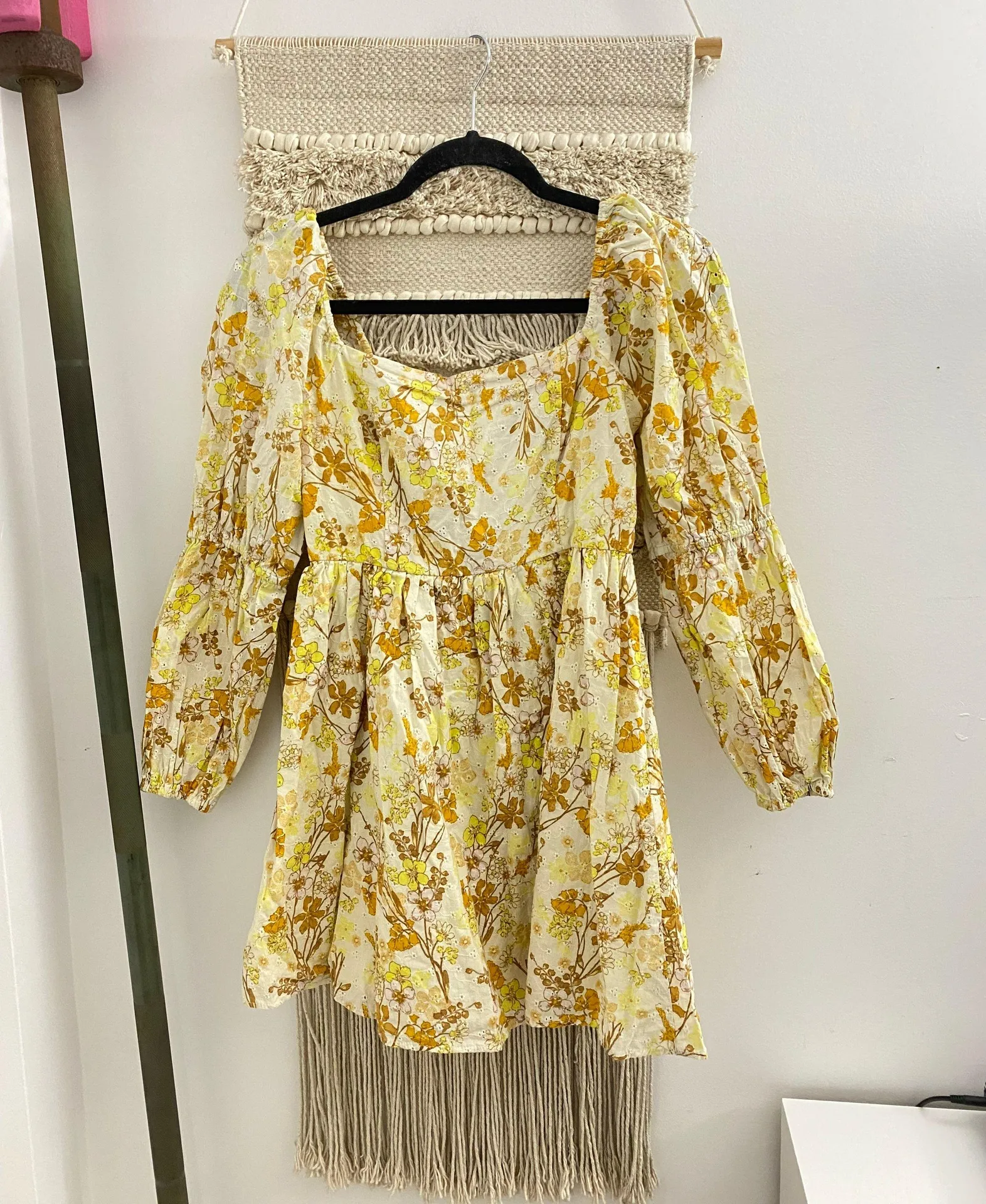 Yellow Floral Print Dress - Image 3