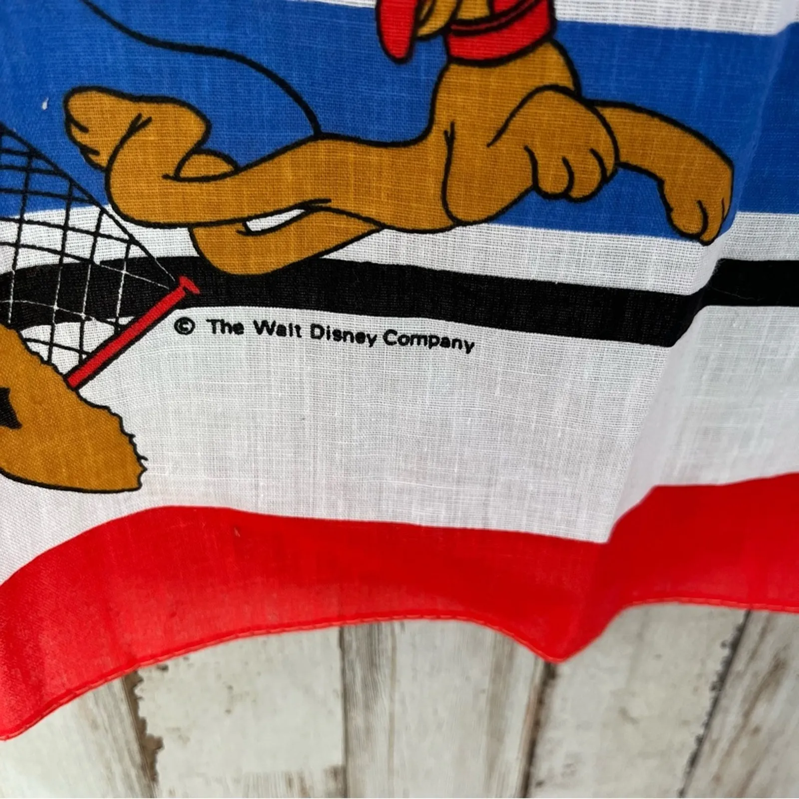 Vintage 1980's Mickey and Pluto Bandana Handkerchief Walt Disney Made In USA - Image 3