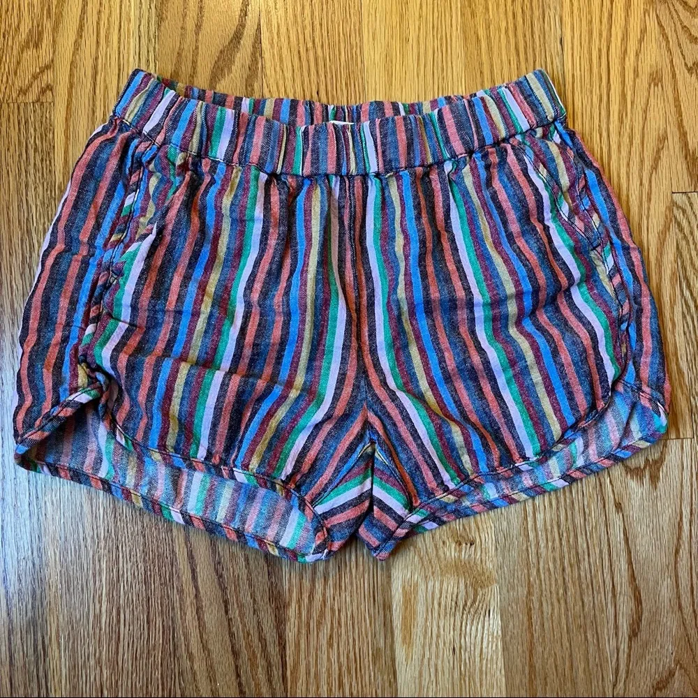 Madewell pull on shorts in rainbow stripe size small - Image 2
