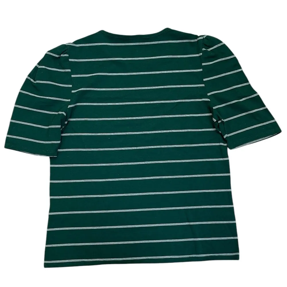 Rebecca Taylor Green and White Striped Short Sleeve Tee - Image 2