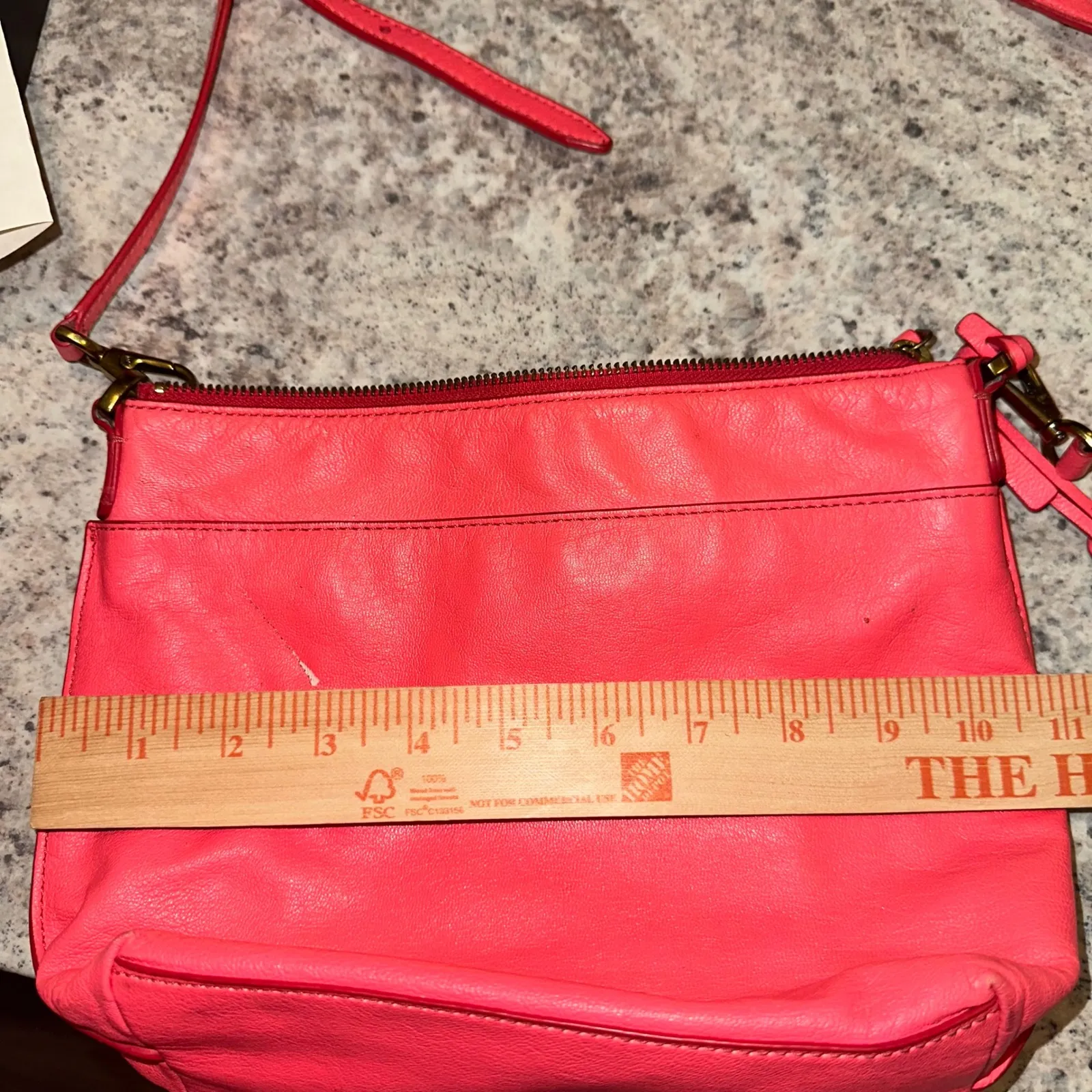 Fossil Crossbody Bag bright Pink Leather Adjustable Strap Key Accent - Image 15