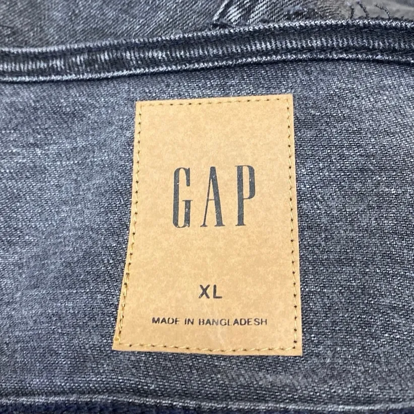 NEW Gap Women's Black Long Puff Sleeve Button Down Denim Jean Jacket Size XL - Image 3