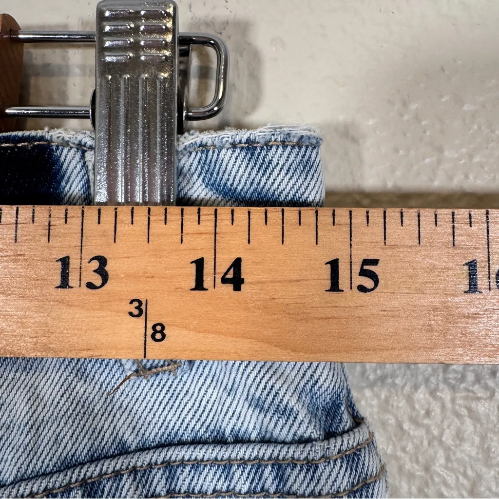 Insane Gene Blue Denim Distressed High Rise Maxi Skirt Womens M Hi Low NWT Size M - Image 7