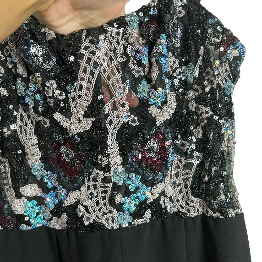Bronx & Banco Annabell Black Sheer Corset Sequined Sleeveless Jumpsuit Size M Size M - Image 9