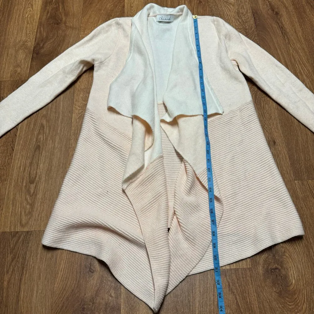 Chicwish Soft Blush Pink Ribbed Hem Drape Cardigan Waterfall Size Small Medium - Image 7