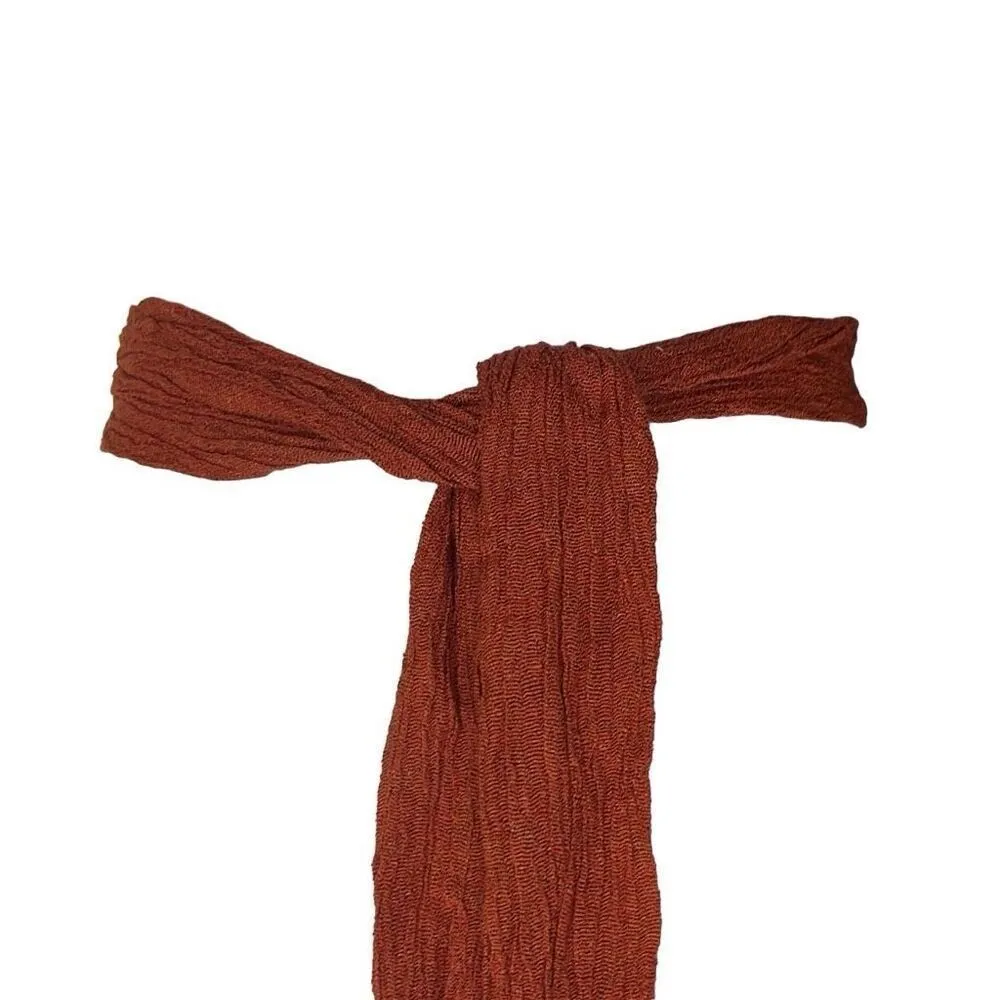 Savannah Morrow Long Tie Belt Scarf Rust Color Crinkle Gauzy 63"x3" Cotton NWOT - Image 2