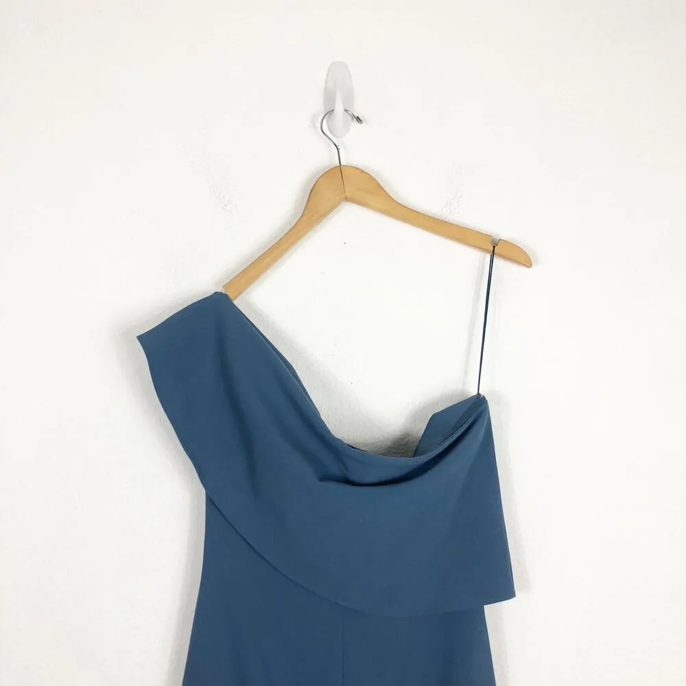 Likely Driggs Strapless Cocktail Dress Size 8 Knee Length One Shoulder Blue - Image 12