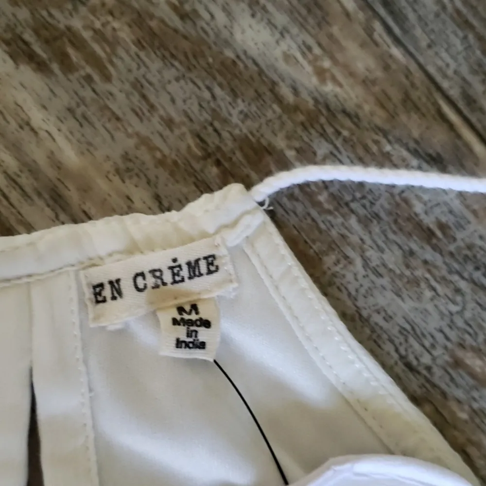 ASOS En Creme Ivory Floral Applique Chiffon Strappy Mini Dress Size Medium - Image 6