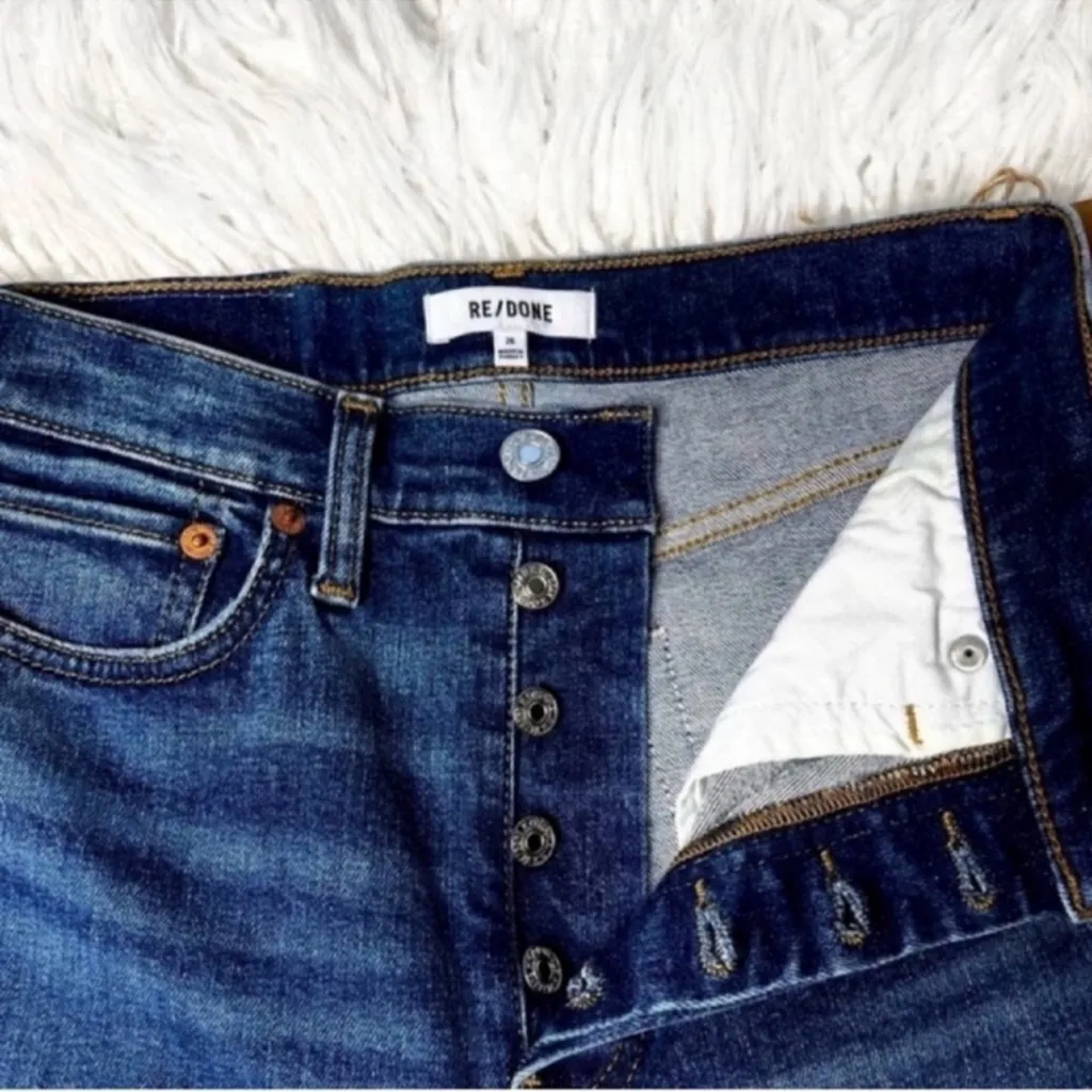 NWT Revolve x RE/DONE High Rise Button Front Ankle Crop Jeans - Image 2