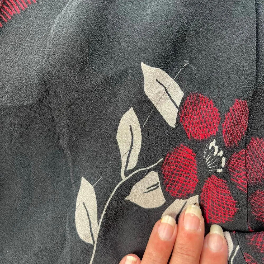 Vtg Y2K Maggy London 100% Silk Dress Sz 12 Asymmetric Mid Boho Romantic Sheer - Image 9