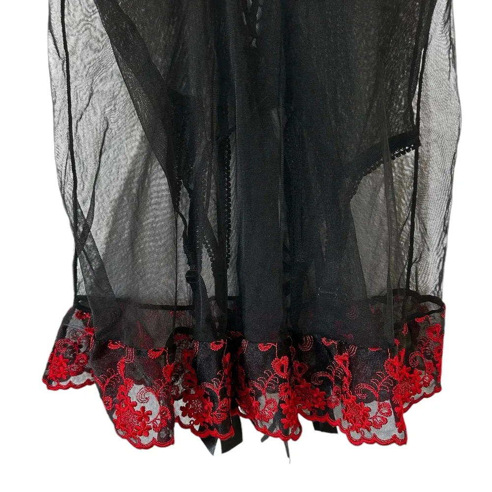 Fredericks Of Hollywood Sheer Mesh Dress Garter Belt Lingerie Size Small - Image 6