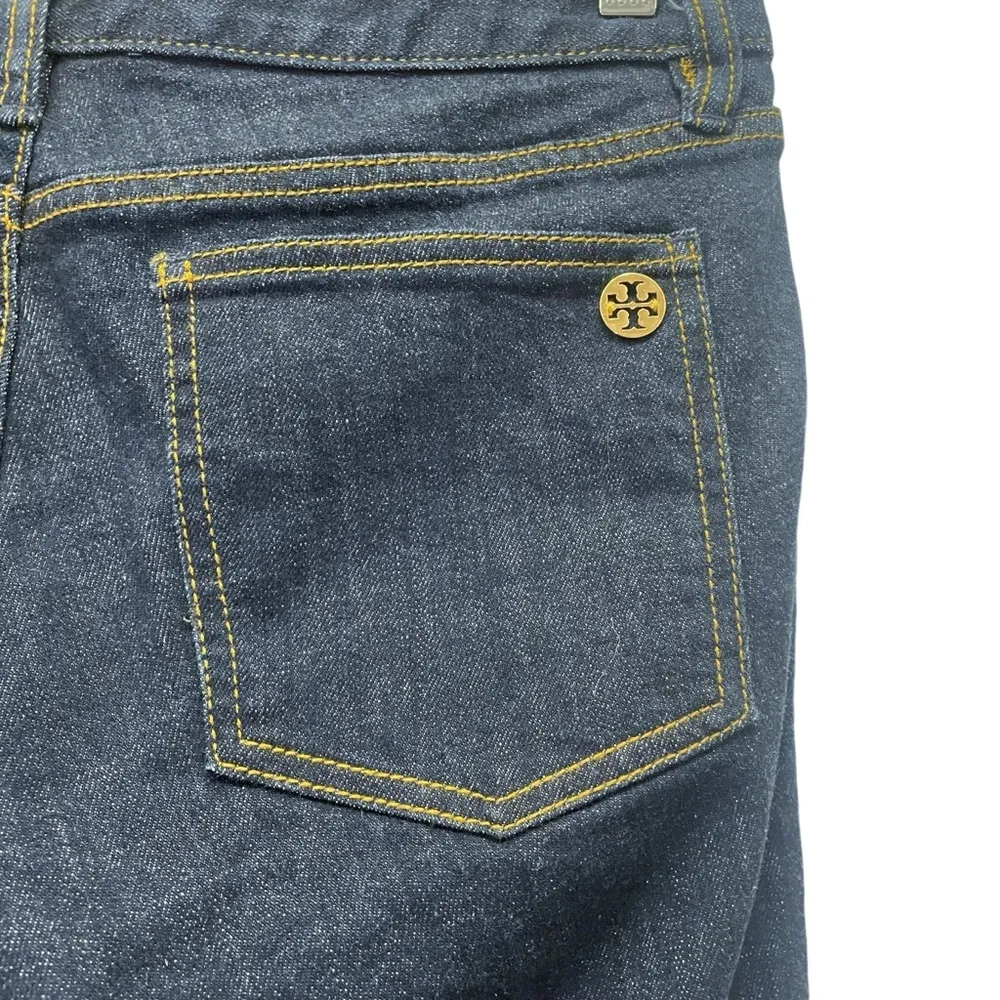 Tory Burch Jeans Low Rise Super Skinny Dark Rinse Wash Extra Long Size 28 | 6 - Image 4