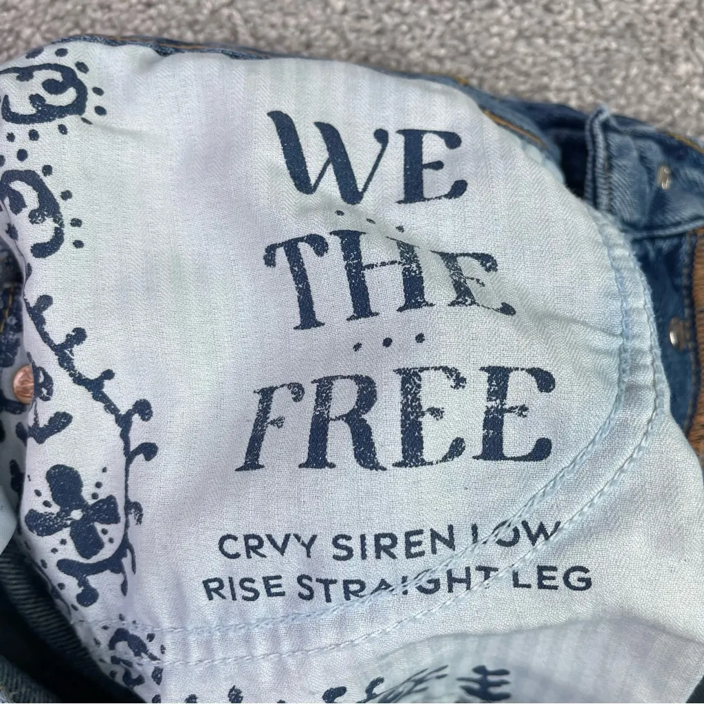Free The Free CRVY Siren Jeans Women’s 28 Blue Straight Leg Low Rise Button Fly - Image 7