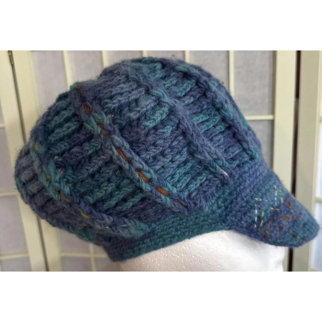 Newari Icelandic Design Chunky Knit Crochet Style French Multicolor Y2K Beret - Image 10