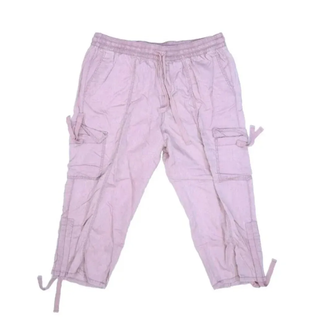 Lane Bryant Blush Pink Lightweight Drawstring Cargo Capri Pants - Image 10