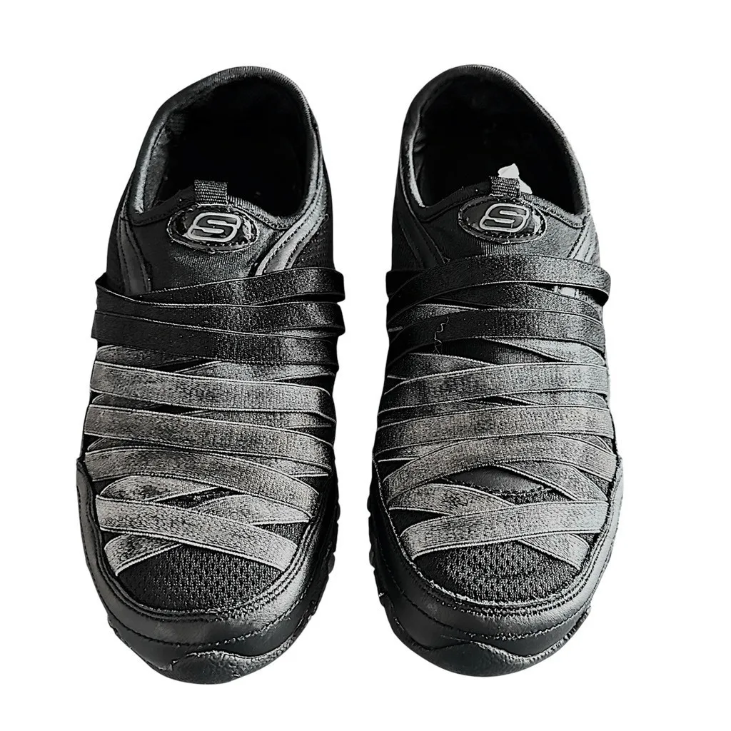 Skechers Funhouse Softsol Womens Black Slip-On Stretch Laced Memory Foam Shoe - Image 3