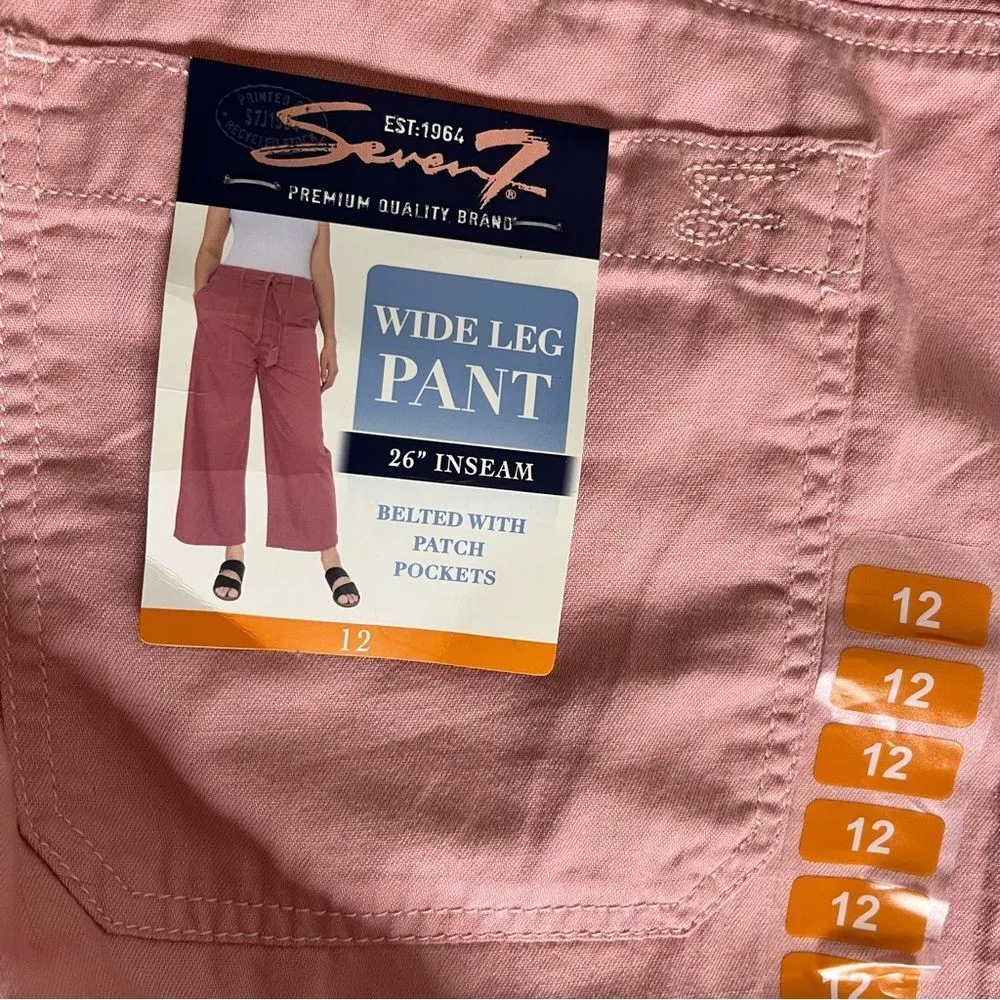 SEVEN7 Pants Wide Leg Cropped Mellow Rose Belted Size 12 NEW NWT - Image 10