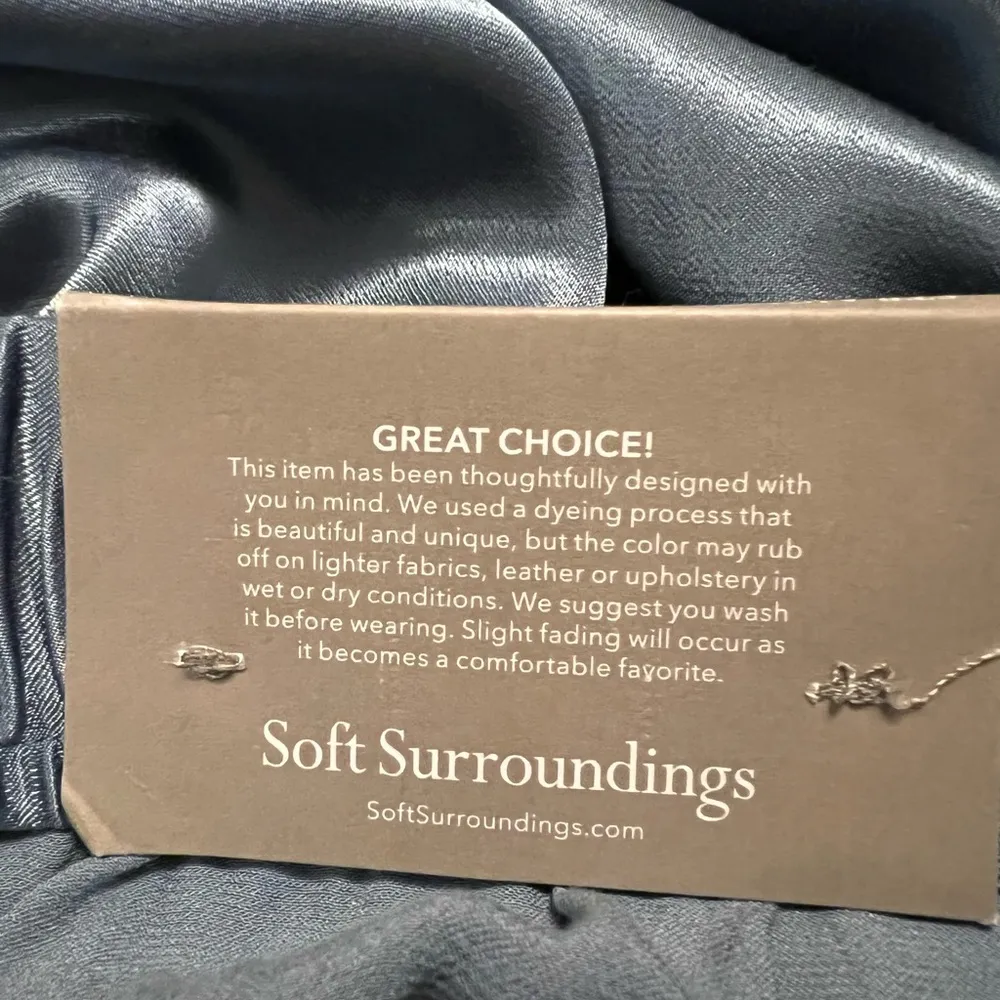 Soft Surroundings Nirvana Pants Straight Leg Blue Satiny Feel NWT Large 14-16 - Image 9