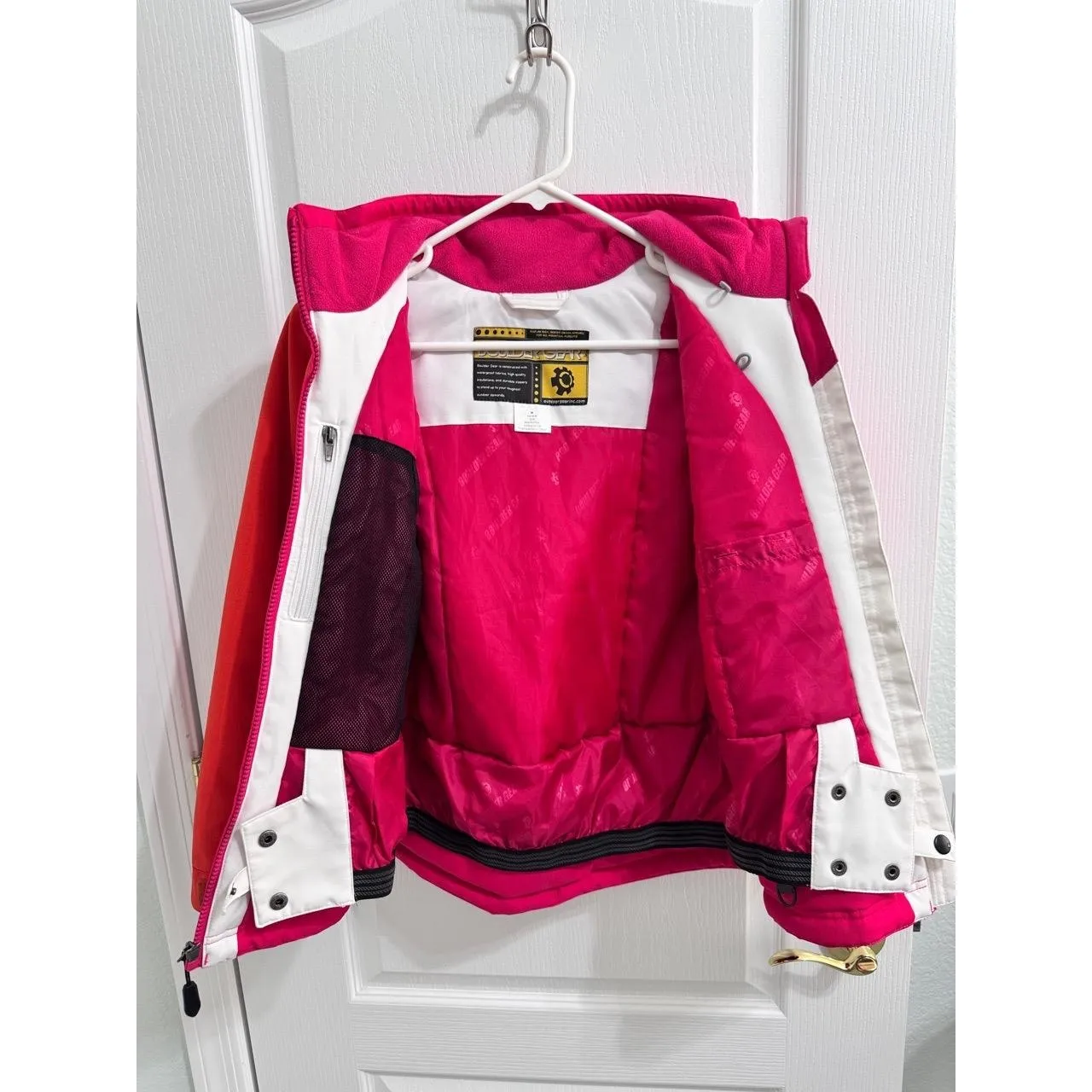 Boulder Gear Red Pink White Colorblock Stand‎ Collar Front Zip Ski Jacket Medium - Image 5