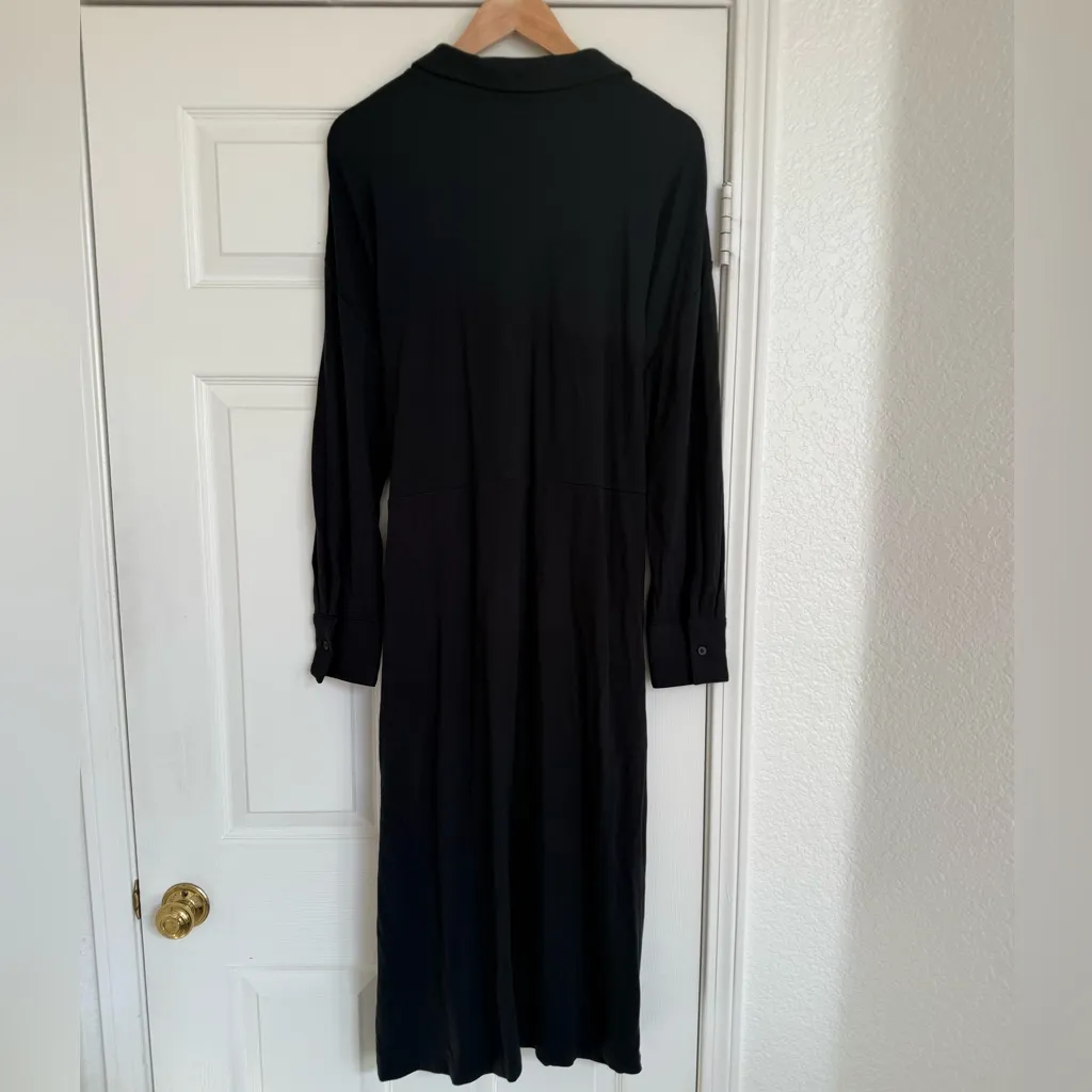 Jason Wu J Jason Wu Regular Draped Shirt Midi Dress Black Size XL Long Sleeve - Image 4