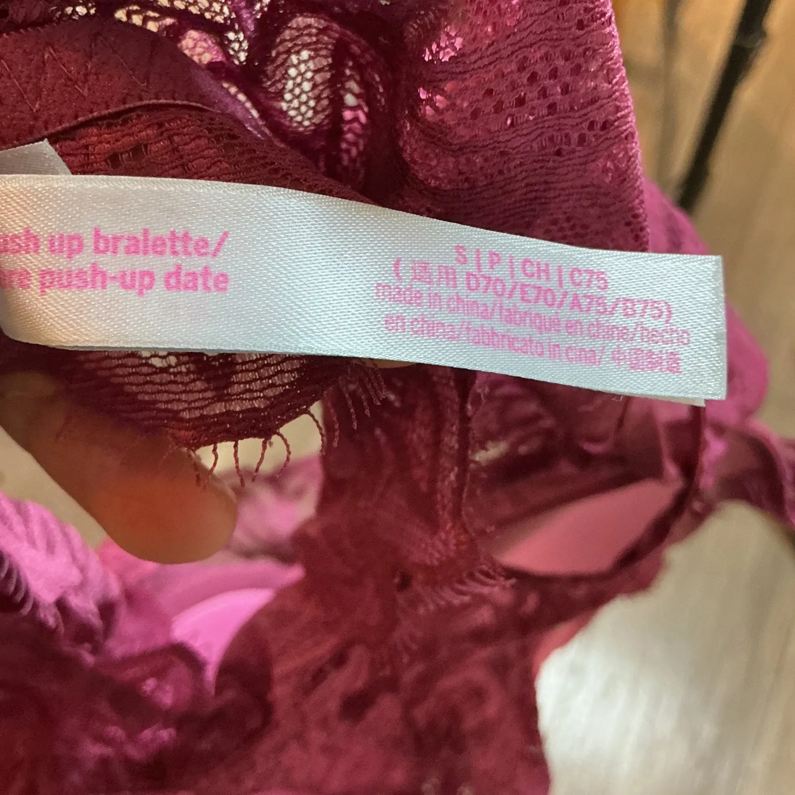 Victoria's‎ Secret Pink Lace Push Up Bralette Bra Size S/P Purple - Image 4