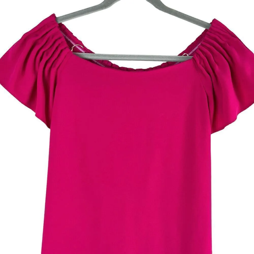 Trina Turk Pleated Mini Dress in Hot Pink Short Cap Sleeves, Size XS‎ - Image 2