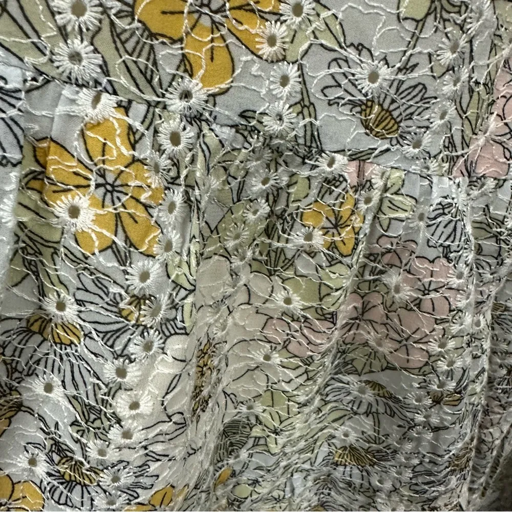 Lucy Paris Opal Eyelet Prairie Embroidered Floral Print Cottage Core Dress Large - Image 8