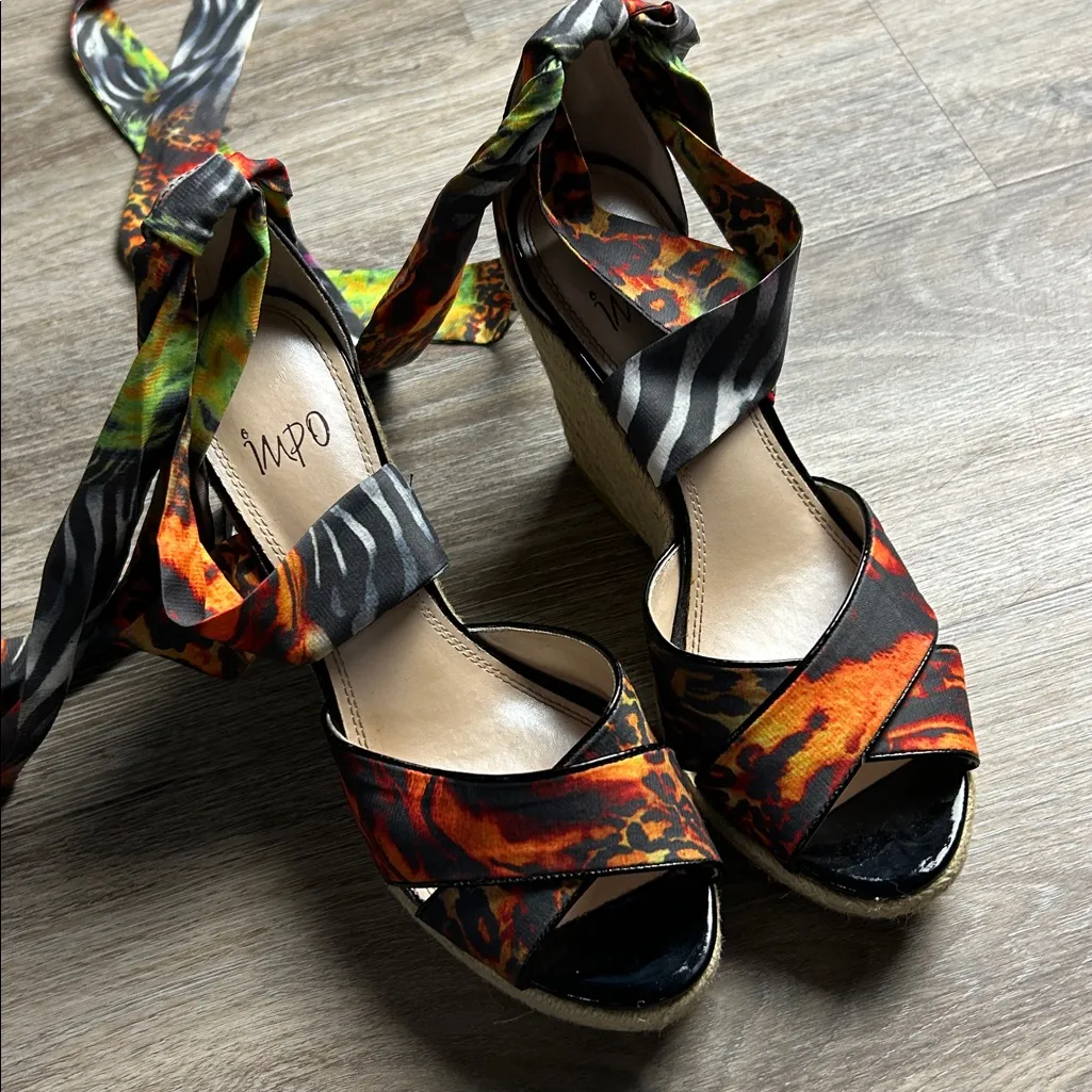 Impo Orabelle “Oprah” Colorful Ankle Wrap Espadrille Wedge Sandals Size 8 - Image 6