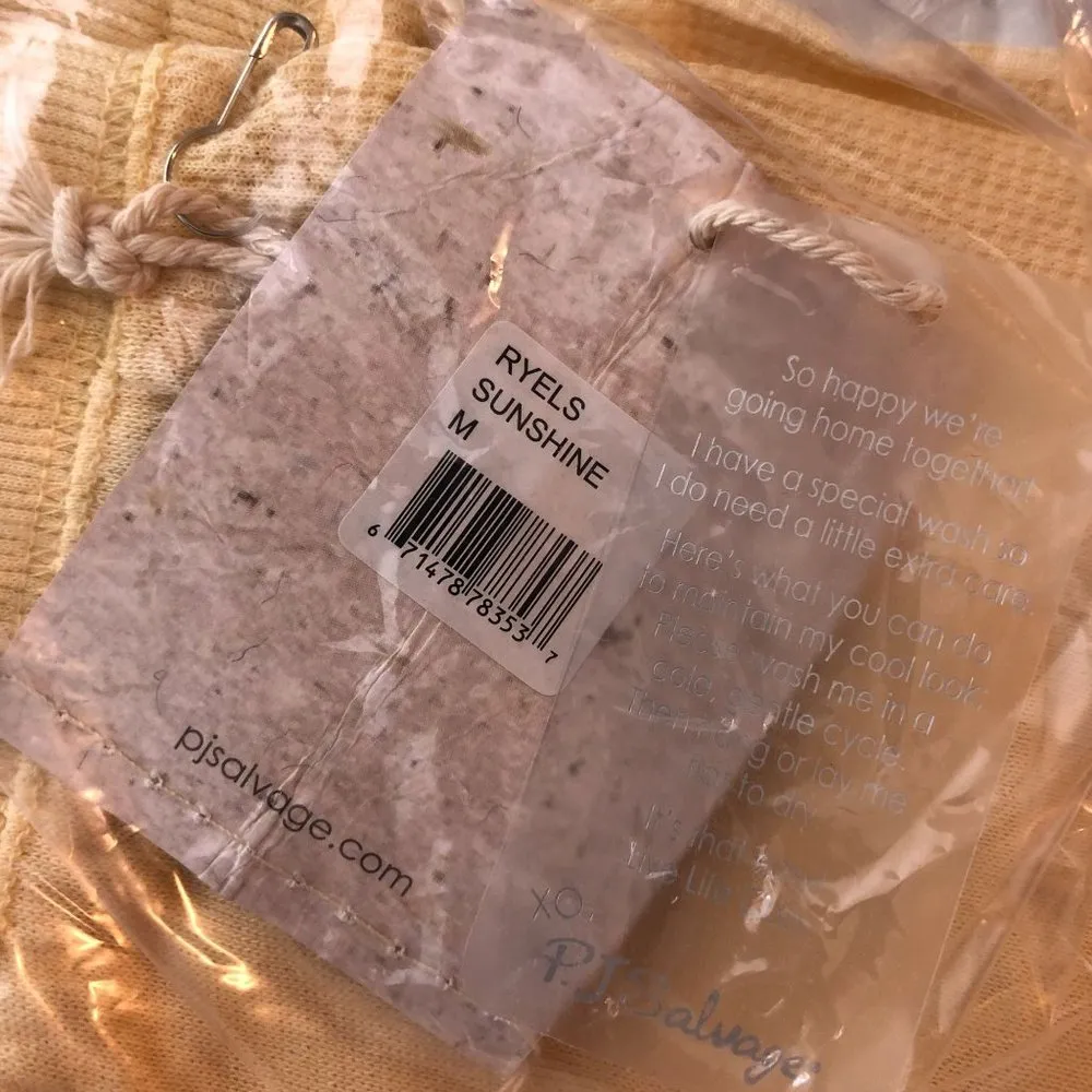 PJ Salvage Everyday Fade Away Shorts Pajama Lounge Pull On Drawstring Yellow M - Image 4