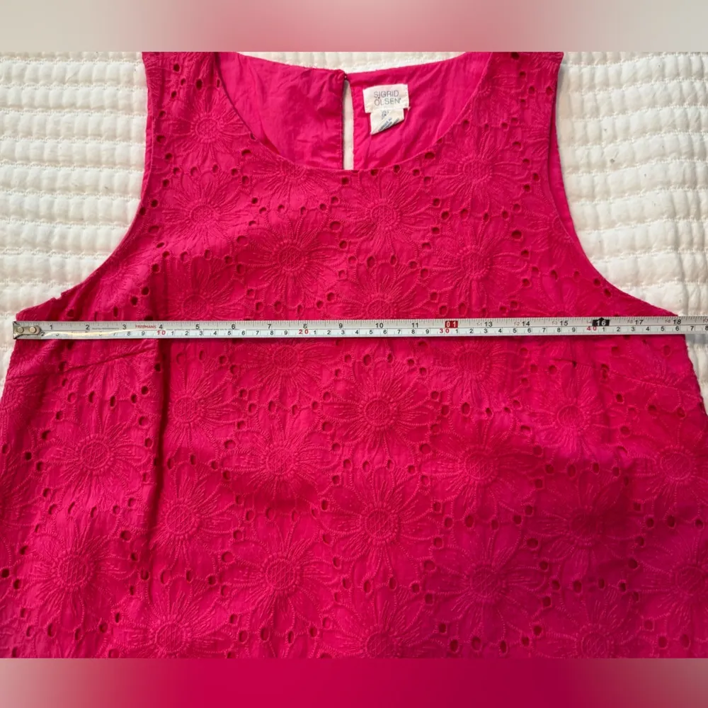 Sigrid Olsen Crochet Eyelet Shift Dress, Pink 
Size S - Image 8