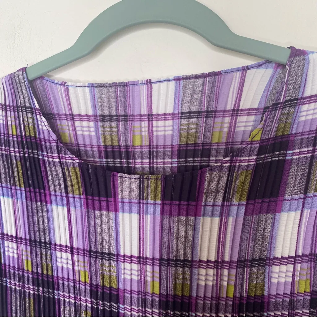 Pleatsme Pintuck Plaid MIDI Dress in size L Size L - Image 6