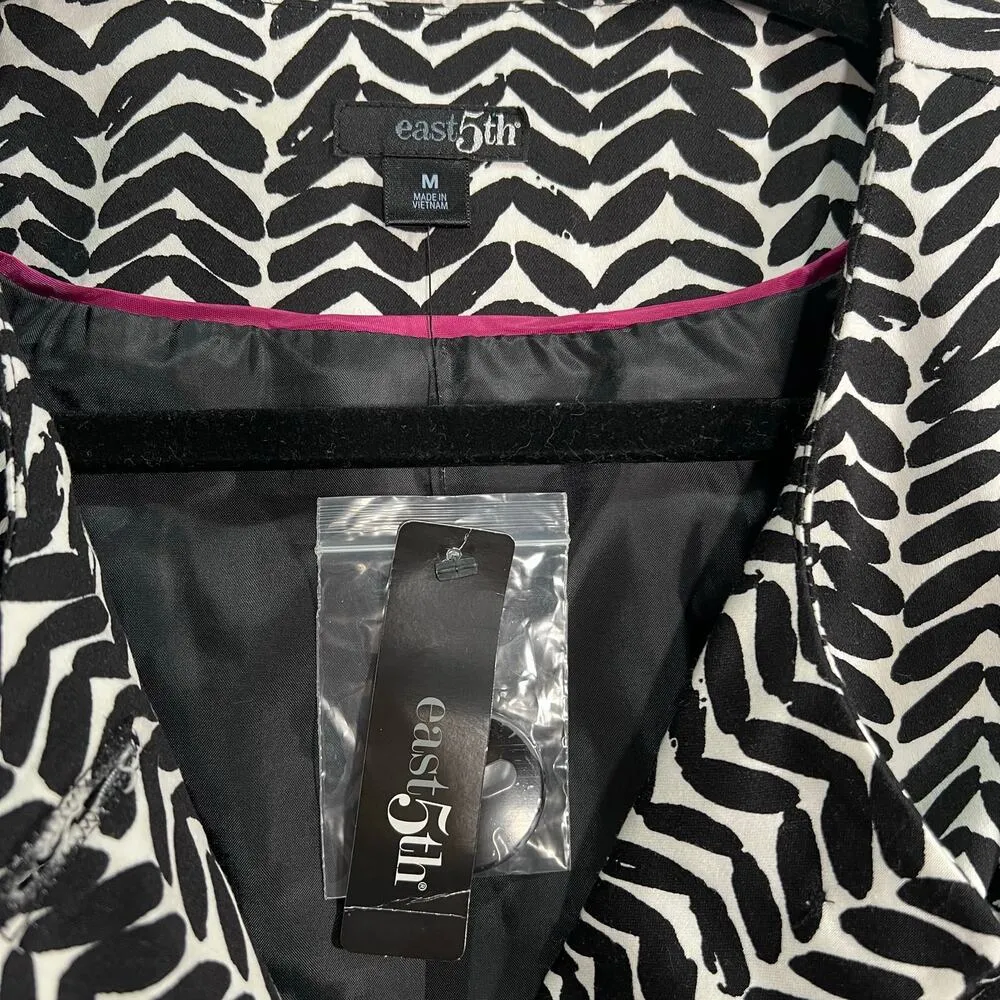 East 5th NWT Womens Coat Trench Lined Black White Medium Y2K Workwear Mom Coat - Image 10