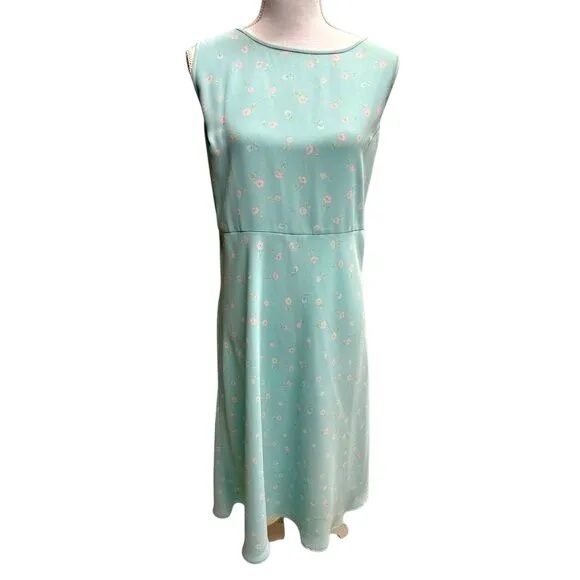 Lands' End Light Blue Pink Cottagecore Floral MIDI Dress‎ Size 18 - Image 2