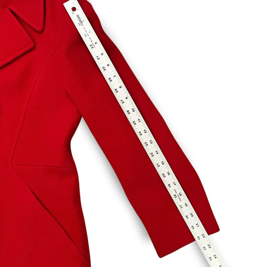 VTG Y2K Mario de Pinto MDP Large? Wool Blend Coat Red Pea Overcoat Made In USA - Image 8