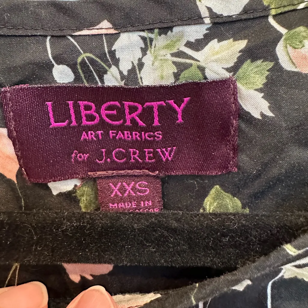 J. Crew Liberty Art Fabrics Poppy Dream Shirt Blouse Floral Print Black Size XXS - Image 10