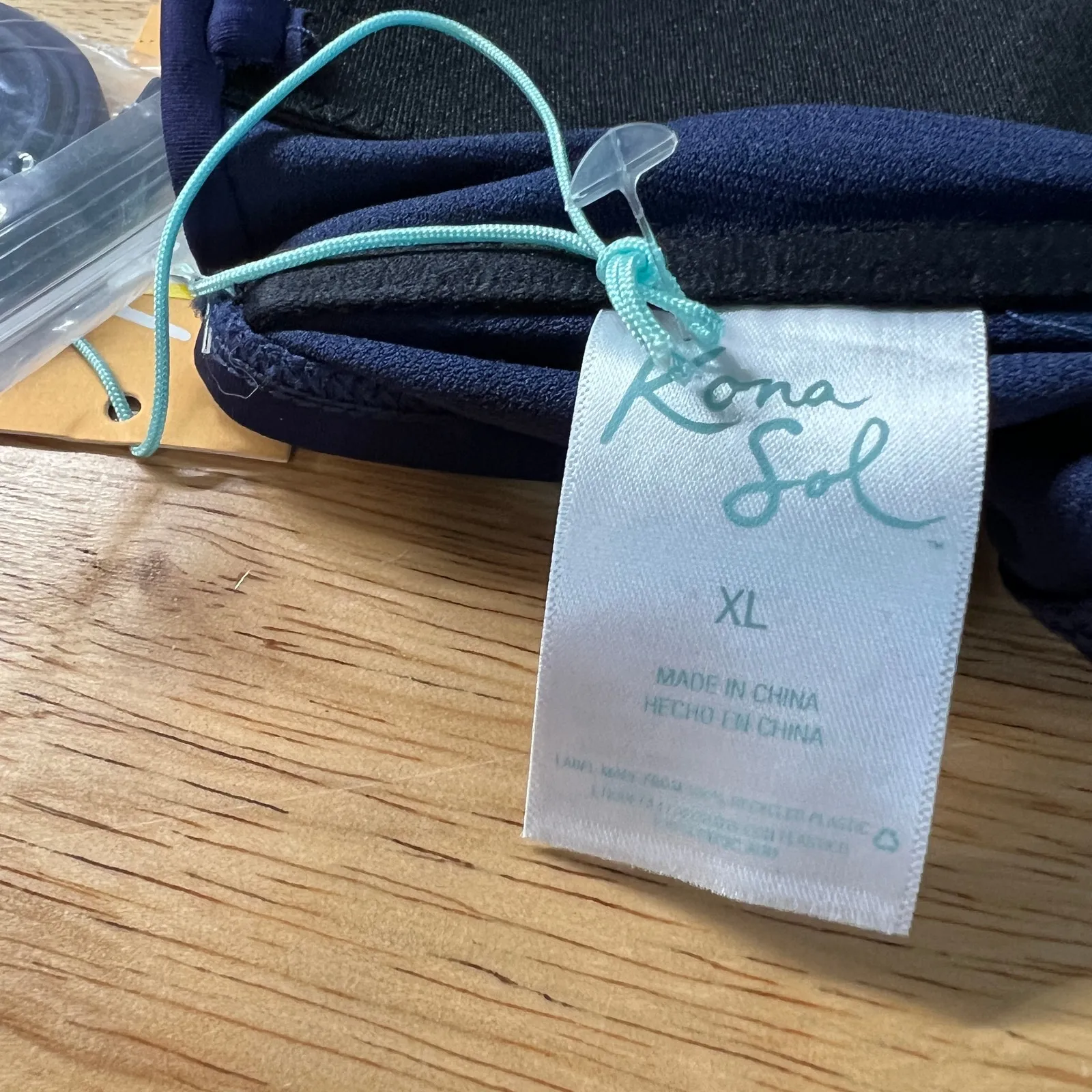 Kona Sol Women's Oxford Blue Molded Bandeau Bikini Top - Size XL - NWT - Image 2