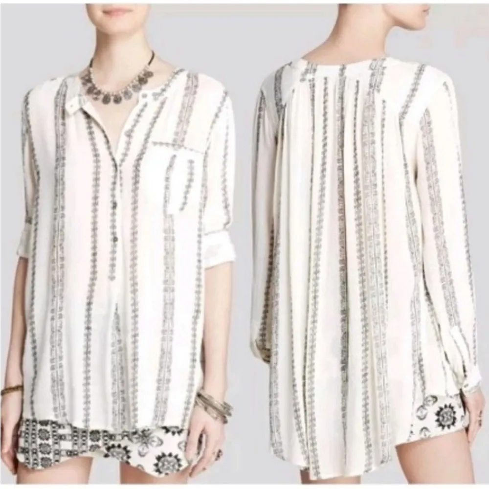 FP Shibori Magic Gauze Button Up Vanilla Combo Top XS XC - Image 6