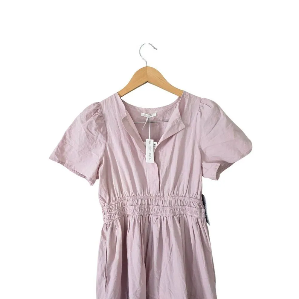 Stitchdrop Cotton Maxi Dress Size Small Pink Elastic Waist Tiered Skirt NEW - Image 5