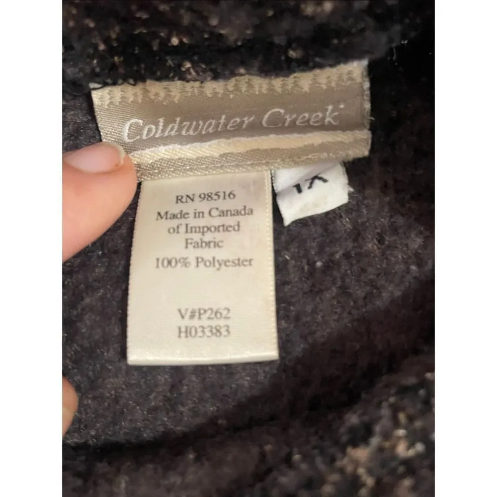 Coldwater Creek Dark Chocolate Brown Speckled Mock Collar Pullover Sweater Size - Image 9