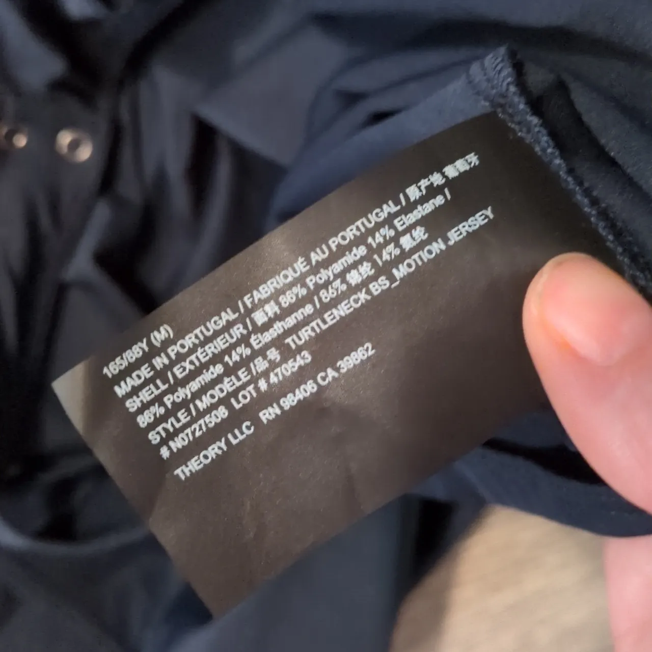 Theory Nocturne Navy Motion Jersey Turtleneck Bodysuit Size Medium - Image 7