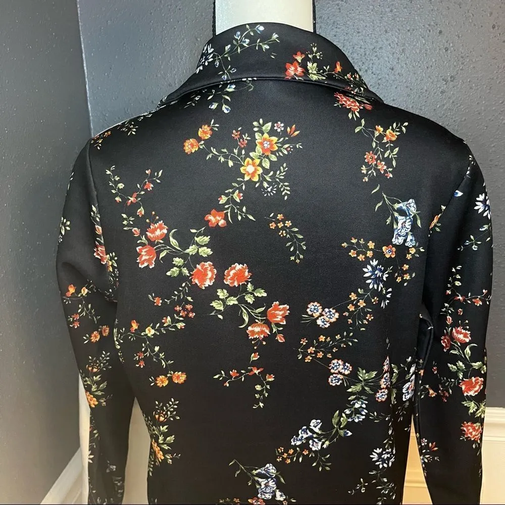 AFRM Floral Track Jacket with Racing Stripe Black Size XS - Image 6