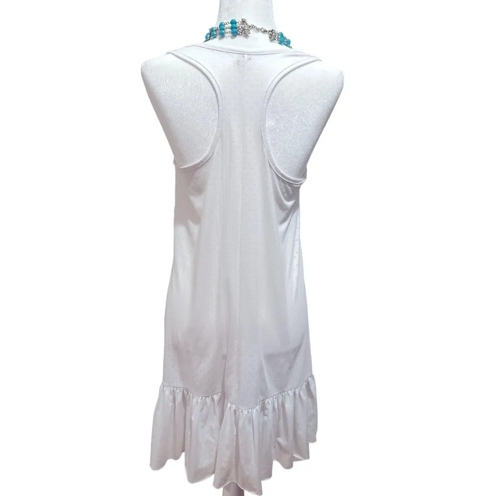 FARM RIO SLEEVELESS TANK RACERBACK RUFFLE TIER HEM GREY WHITE DRESS - Image 5