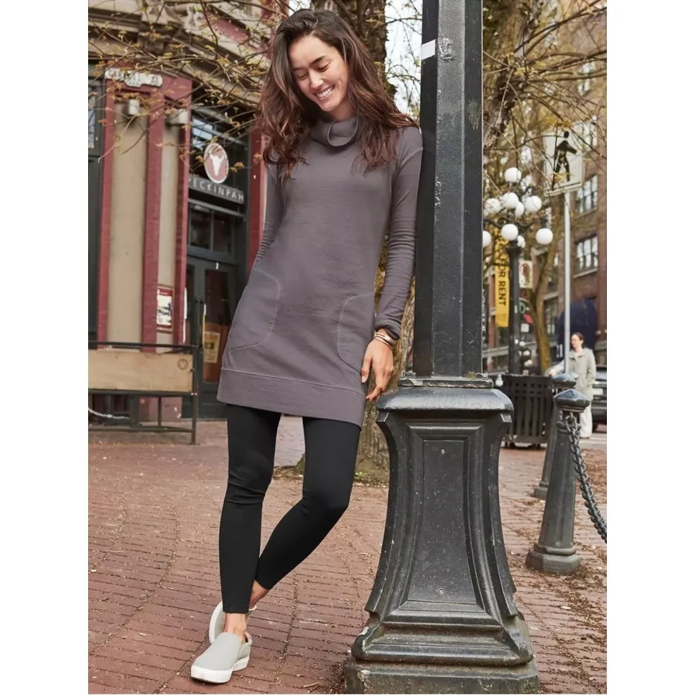⭐️ Athleta Eco Wash Turtleneck Sweatshirt‎ Dress Grey Thumb Holes Womens Small - Image 3