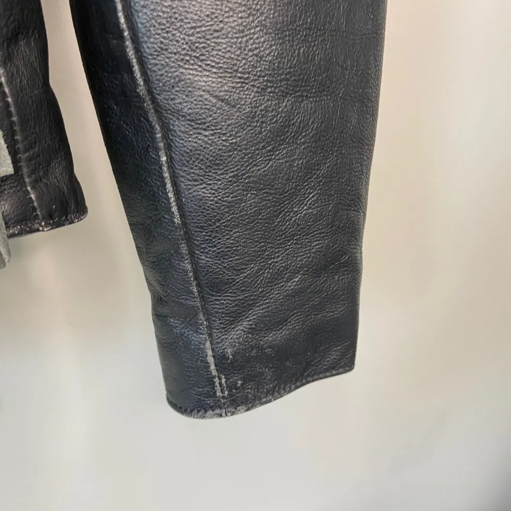 Harley Davidson Motorcycle Vintage Black Leather Fringe Jacket Size Small Riding - Image 5