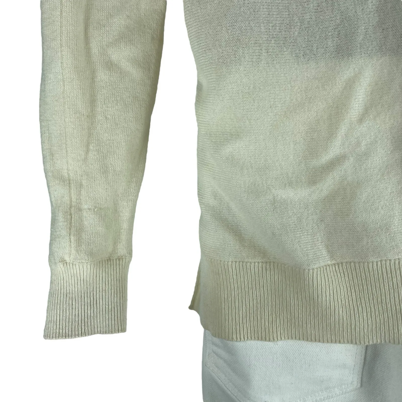 Vince Seamed Cowl Neck Wool Cashmere Sweater Ivory Boxy Size XXS - Image 7