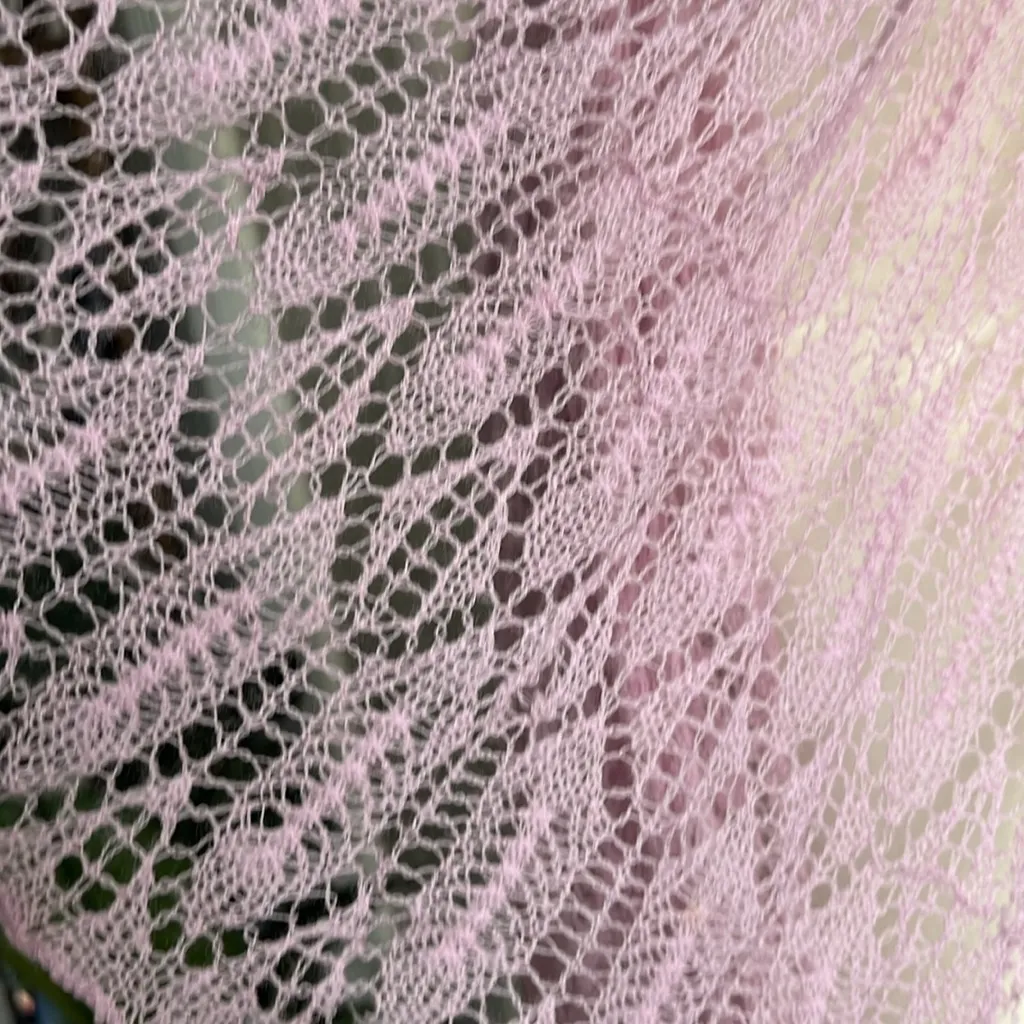 Y2K Women’s Coquette, Romantic New War, Crochet Scarf Has Holes Pink - Image 4