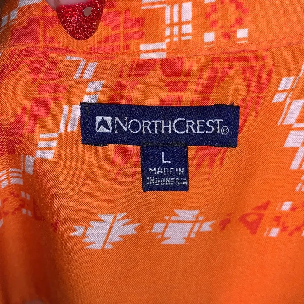 North Crest  orange patterned v-neck sleeveless lightweight blouse - Image 7